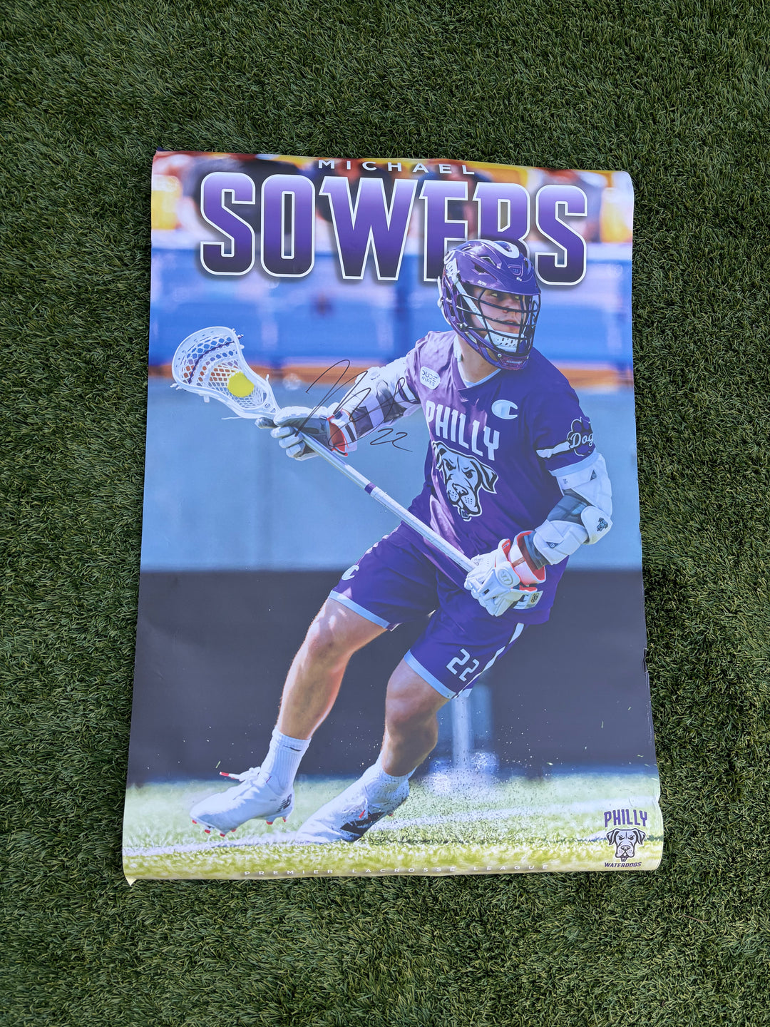 Philadelphia Waterdogs #22 Michael Sowers Authentic Signed Poster