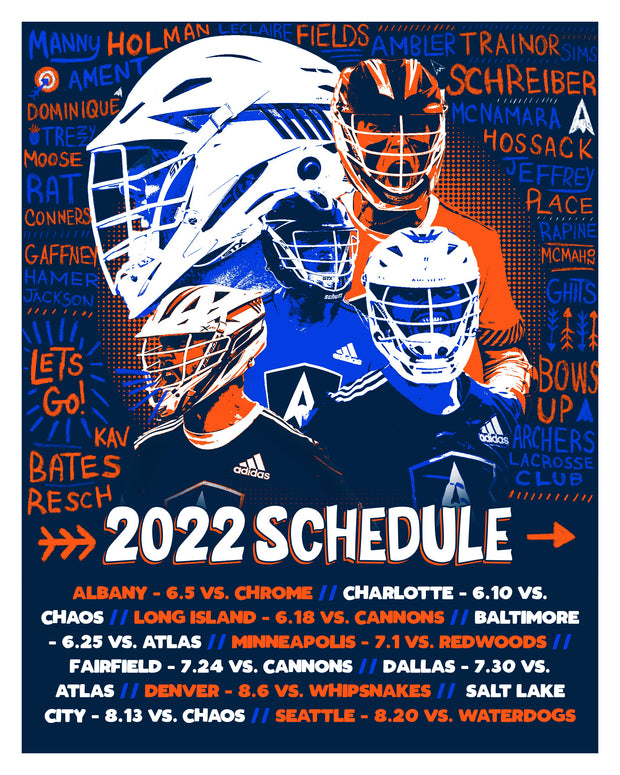 Archers 2022 Schedule Poster - 18"x24"