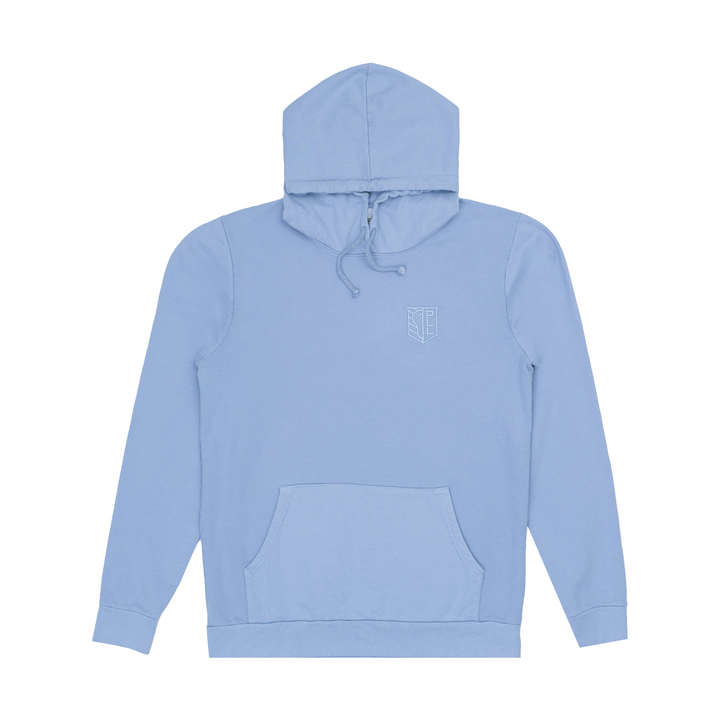 Tonal Stitched Shield Hoodie, Powder Blue