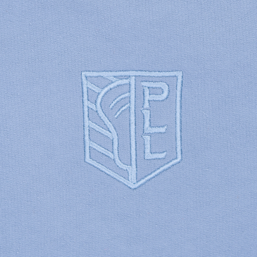 Tonal Stitched Shield Hoodie, Powder Blue